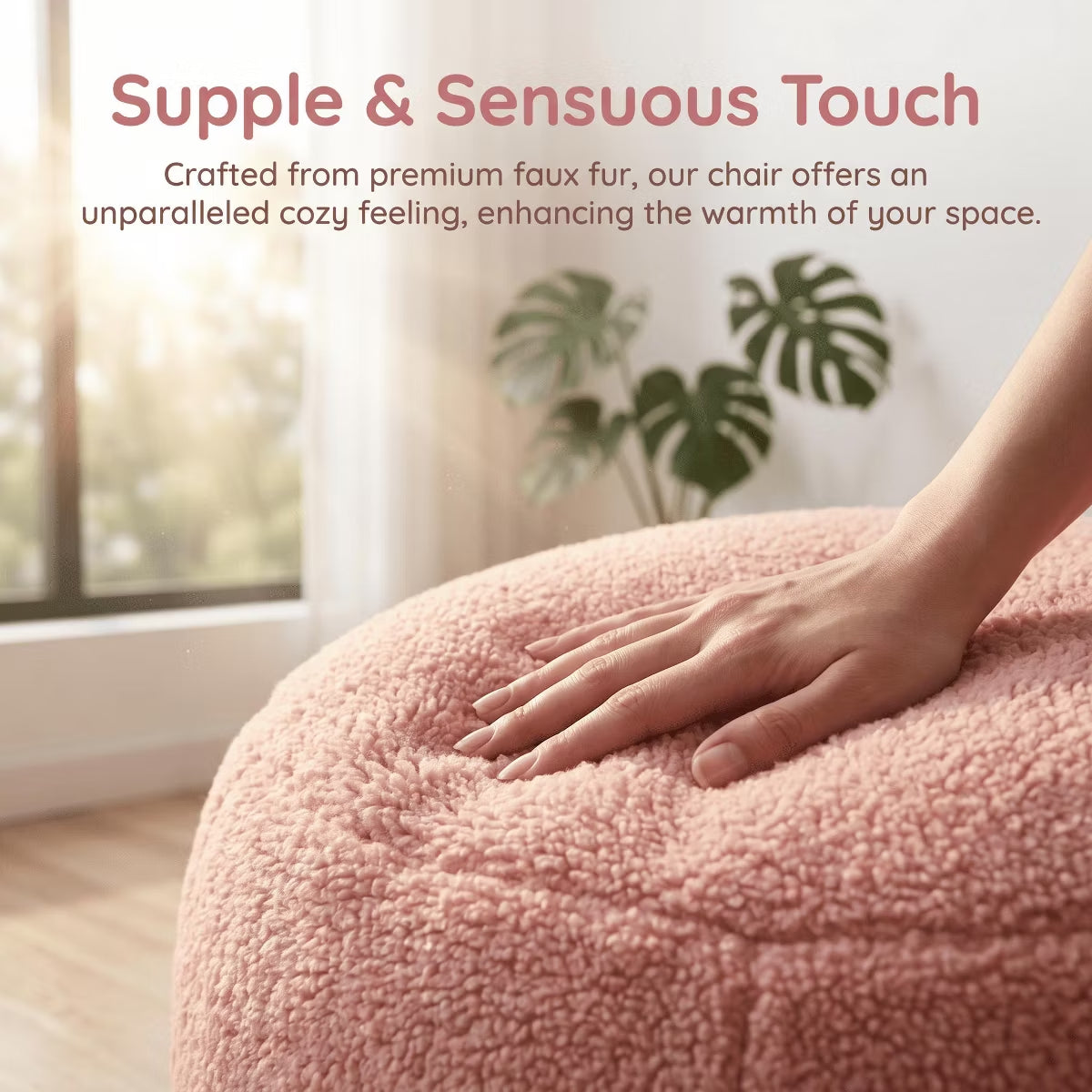 Oversized Bean Bag Chair with Memory Foam Plush Faux Fur Cover for Cozy Lounging