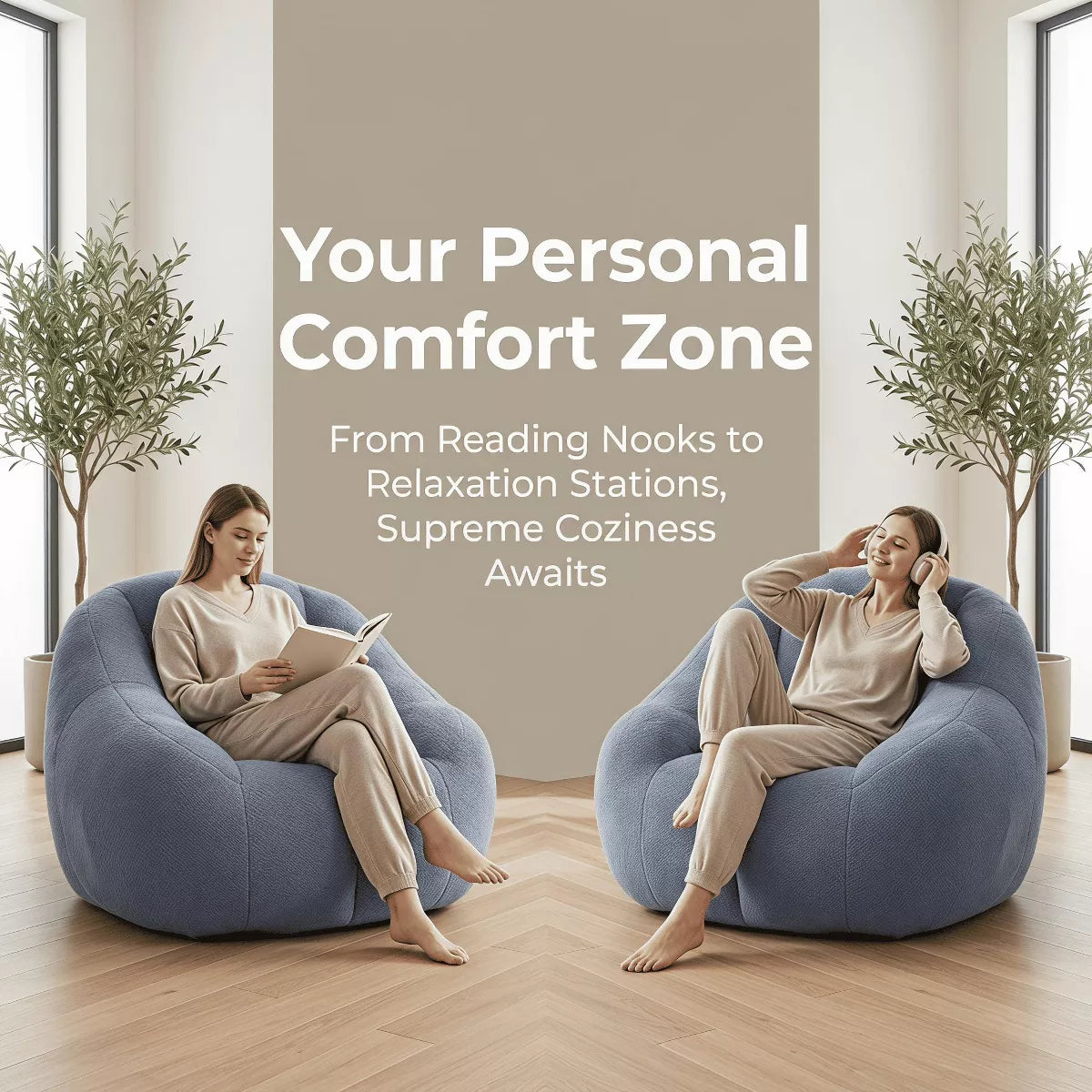 Oversized Bean Bag Chair with Memory Foam Plush Faux Fur Cover for Cozy Lounging