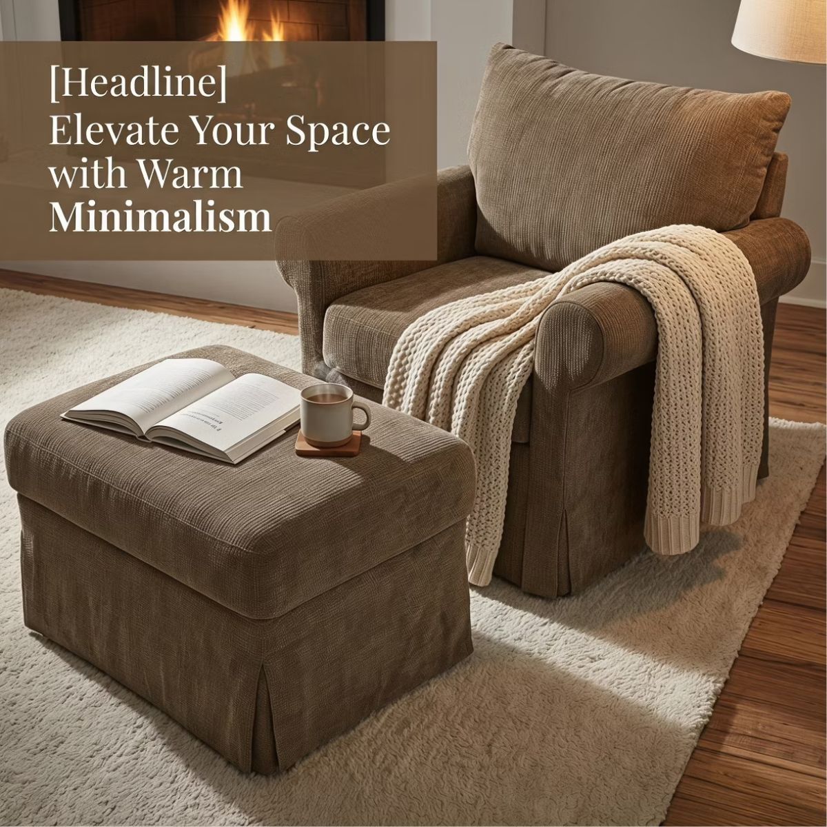 Chenille Accent Chair with Ottoman, Plush Cozy Lounge Set for Small Spaces