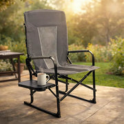 Oversized Folding Outdoor Camping Chair Built-in Side Table with Cup Holder