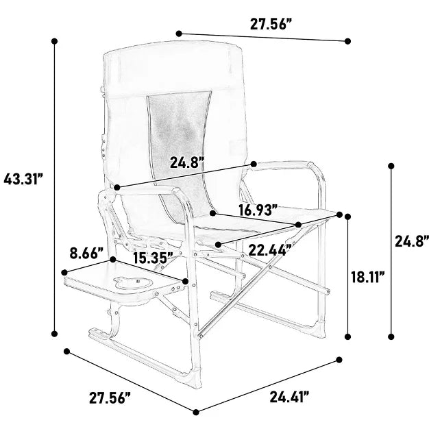 Oversized Folding Outdoor Camping Chair Built-in Side Table with Cup Holder