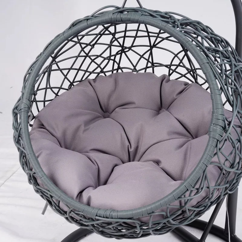 Cat Swing Bed with Stand & Cushion, Indoor Hanging Wicker Cat Chair for Small Pets