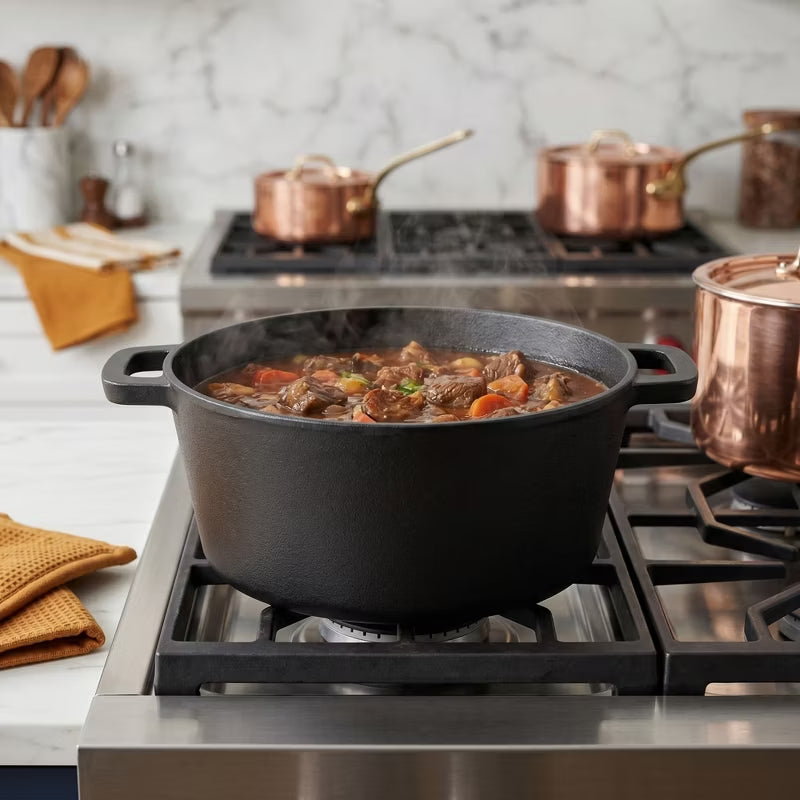 3-in-1 Cast Iron Dutch Oven with Skillet Lid