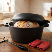 3-in-1 Cast Iron Dutch Oven with Skillet Lid