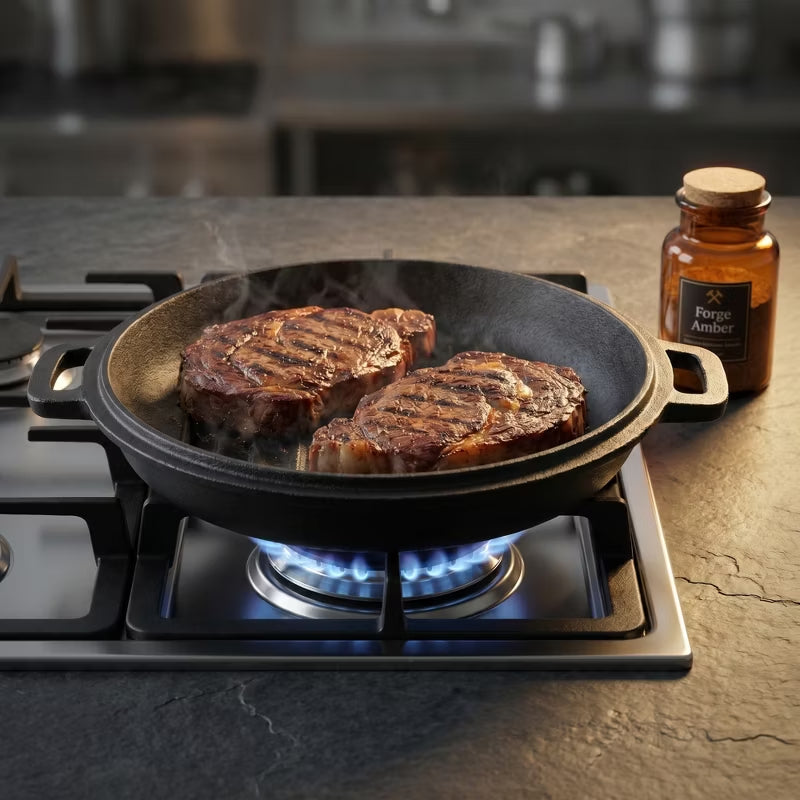 3-in-1 Cast Iron Dutch Oven with Skillet Lid