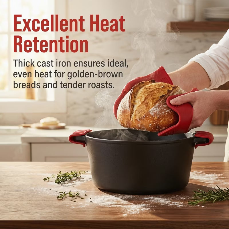 3-in-1 Cast Iron Dutch Oven with Skillet Lid
