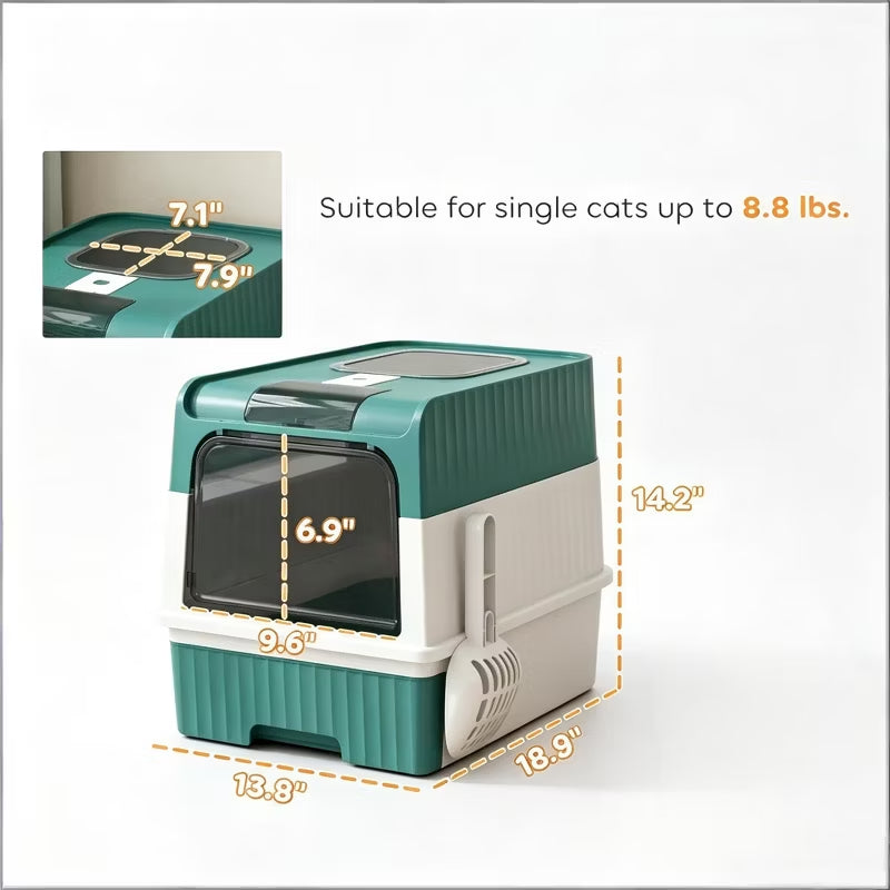 Fully Enclosed Cat Litter Box with Pull-Out Drawer