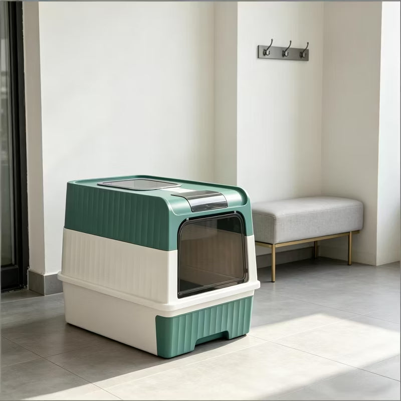 Fully Enclosed Cat Litter Box with Pull-Out Drawer