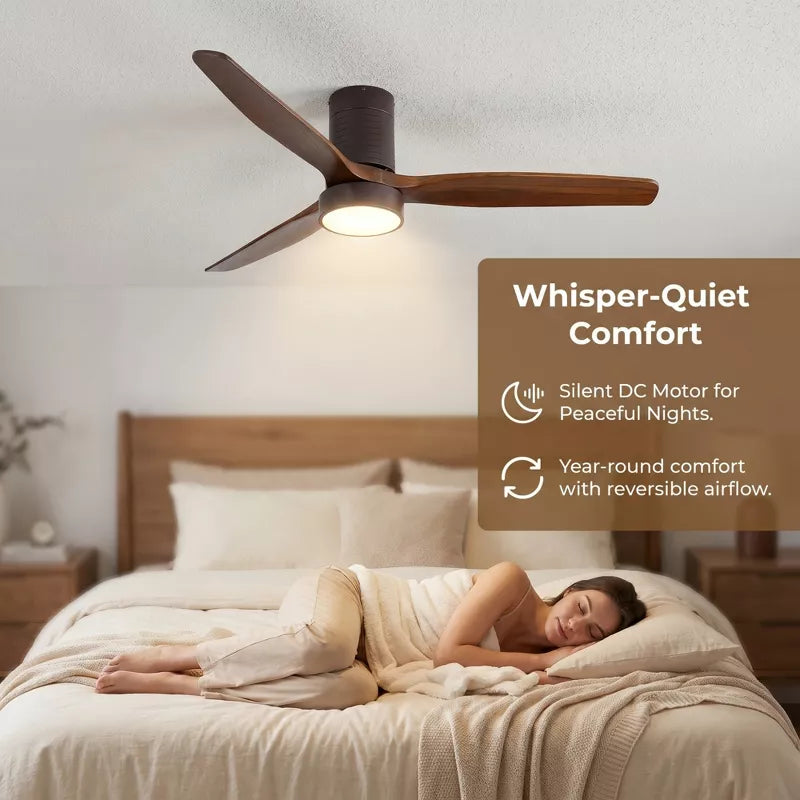 Low Profile Ceiling Fan with Light and Quiet DC Motor Remote Control