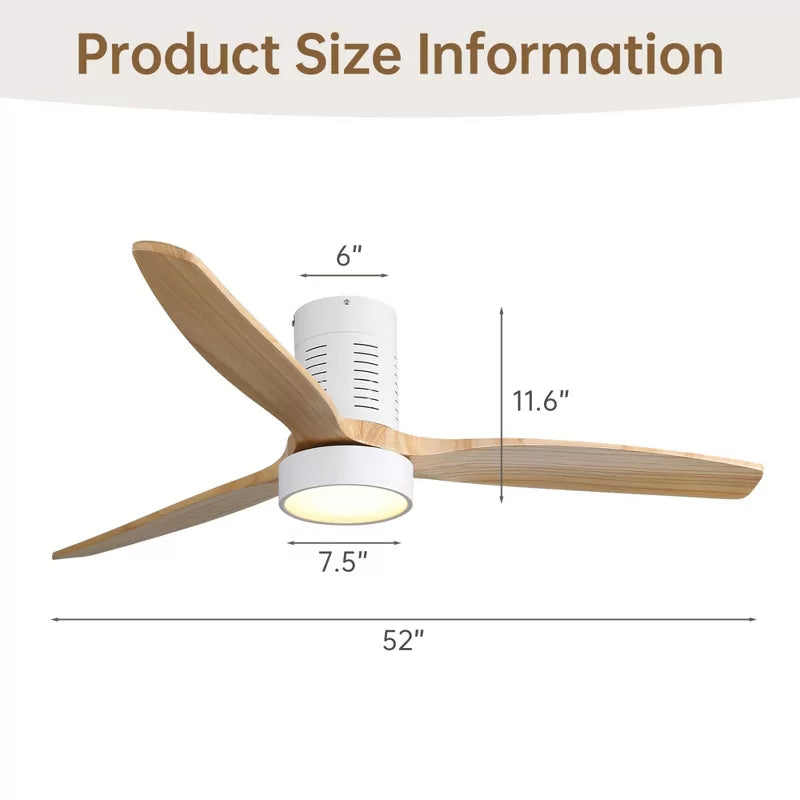 Low Profile Ceiling Fan with Light and Quiet DC Motor Remote Control