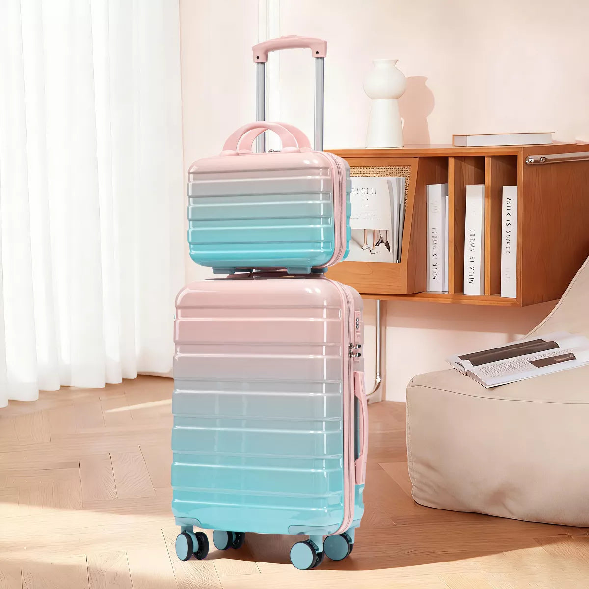 Kids Spinner Luggage Set 14"/20" PC Hard Shell Suitcase with Lock Wheels