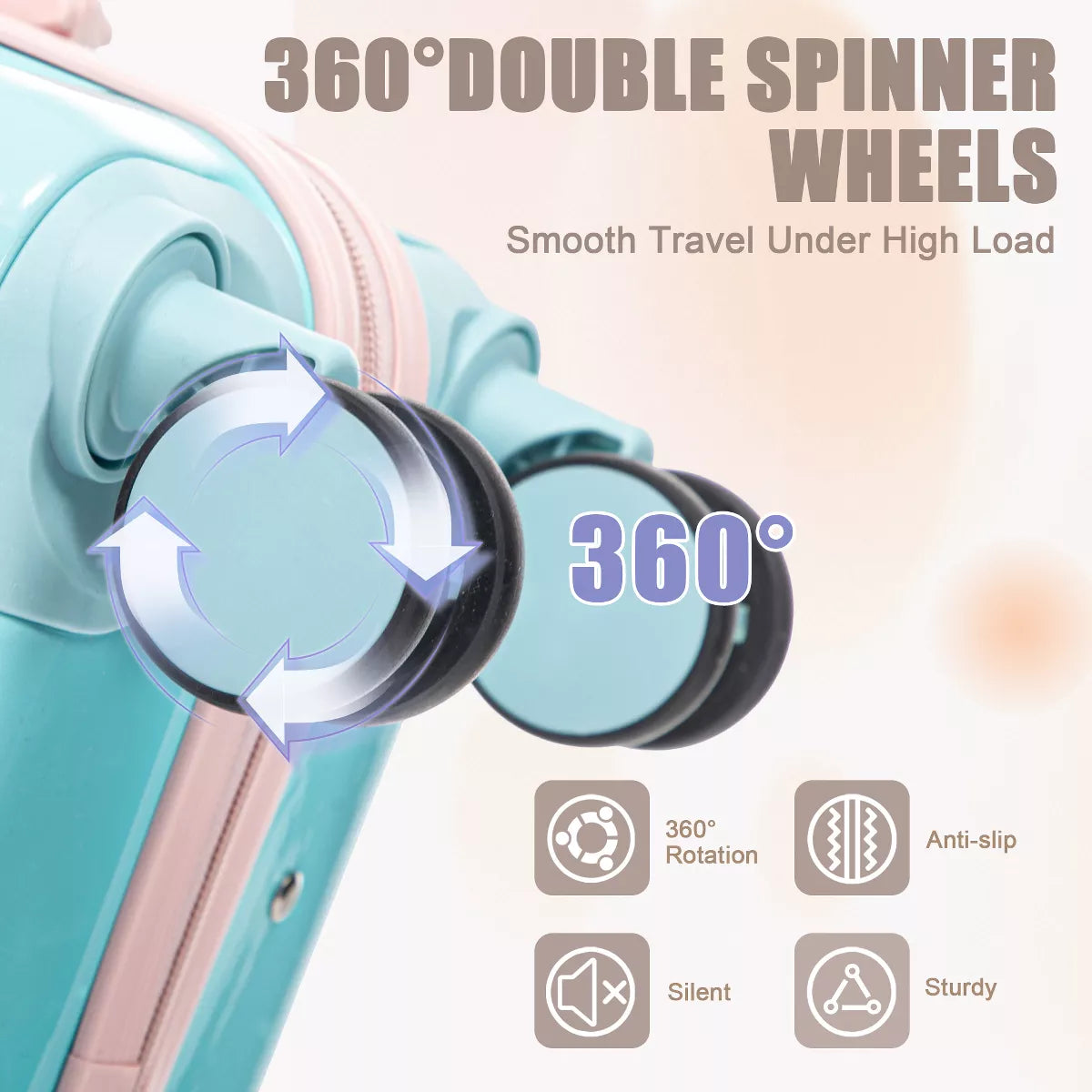 Kids Spinner Luggage Set 14"/20" PC Hard Shell Suitcase with Lock Wheels