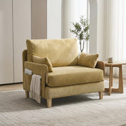 Chenille Sleeper Chair Bed, 3-in-1 Convertible Sofa with Storage Pockets