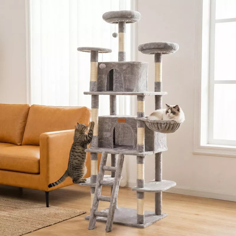 71" Multi-Level Cat Tree Tower – Condo, Hammock, Perches & Sisal Scratching Posts