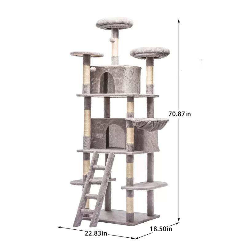 71" Multi-Level Cat Tree Tower – Condo, Hammock, Perches & Sisal Scratching Posts