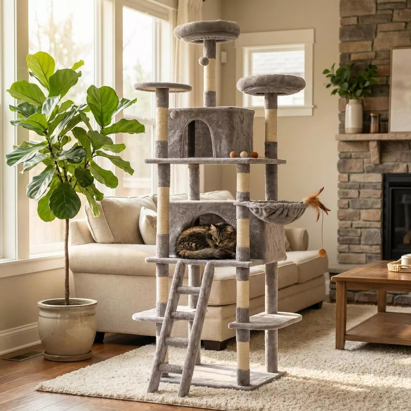 71" Multi-Level Cat Tree Tower – Condo, Hammock, Perches & Sisal Scratching Posts