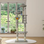 72" Cactus Cat Tree with Space Capsule, Sisal Scratching Posts Multi-Level Tower