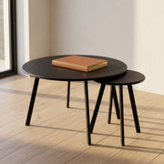 Nesting Coffee Table Set for Small Spaces, Modern Black Metal