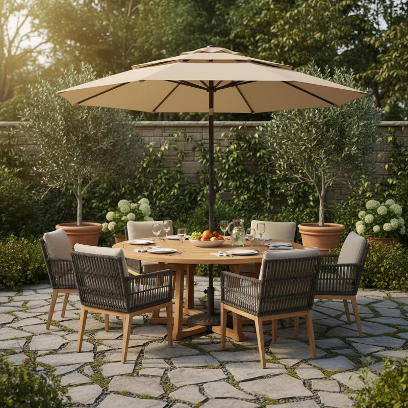 10ft Aluminum 3-Tier Auto-Tilt Outdoor Patio Umbrella – Great Gift for Backyard, Pool, Deck or Market Table – Easy Shade for Dining, Garden Gatherings