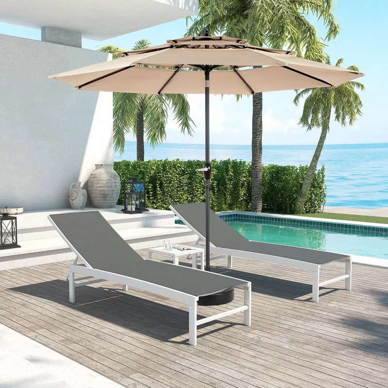 10ft Aluminum 3-Tier Auto-Tilt Outdoor Patio Umbrella – Great Gift for Backyard, Pool, Deck or Market Table – Easy Shade for Dining, Garden Gatherings