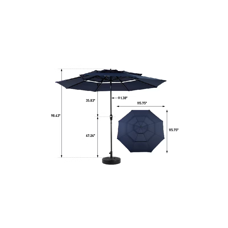 10ft Aluminum 3-Tier Auto-Tilt Outdoor Patio Umbrella – Great Gift for Backyard, Pool, Deck or Market Table – Easy Shade for Dining, Garden Gatherings