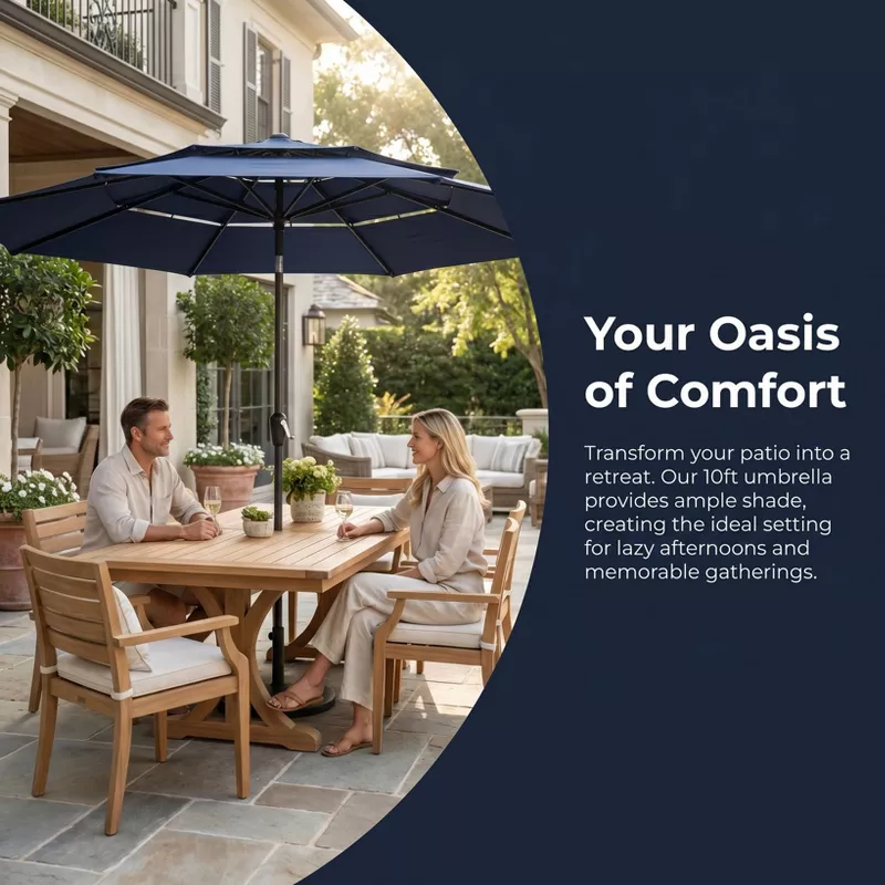 10ft Aluminum 3-Tier Auto-Tilt Outdoor Patio Umbrella – Great Gift for Backyard, Pool, Deck or Market Table – Easy Shade for Dining, Garden Gatherings