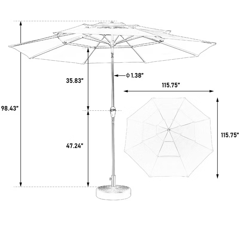 10ft Aluminum 3-Tier Auto-Tilt Outdoor Patio Umbrella – Great Gift for Backyard, Pool, Deck or Market Table – Easy Shade for Dining, Garden Gatherings