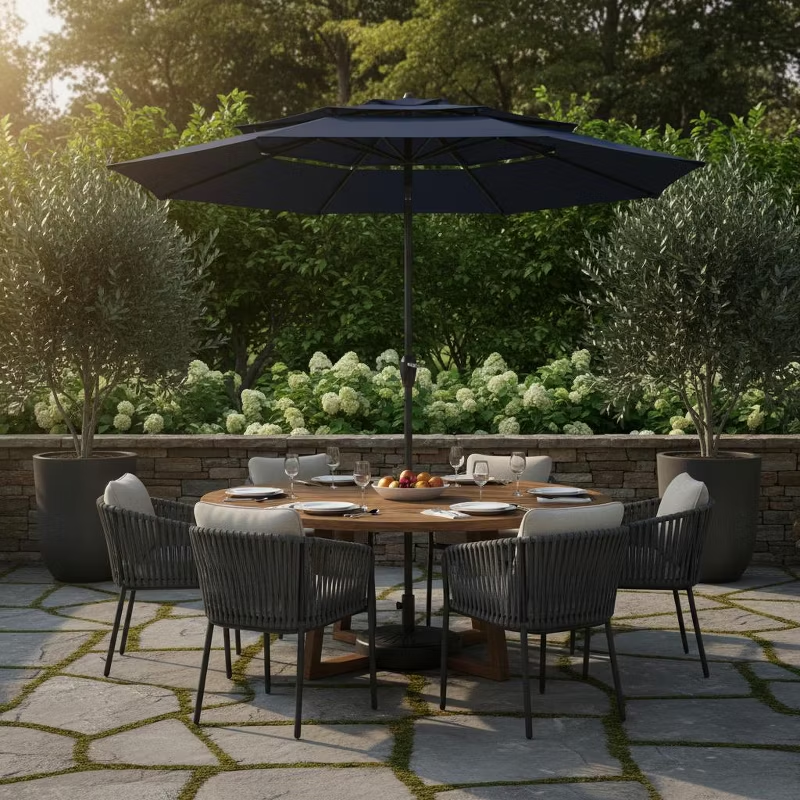 10ft Aluminum 3-Tier Auto-Tilt Outdoor Patio Umbrella – Great Gift for Backyard, Pool, Deck or Market Table – Easy Shade for Dining, Garden Gatherings