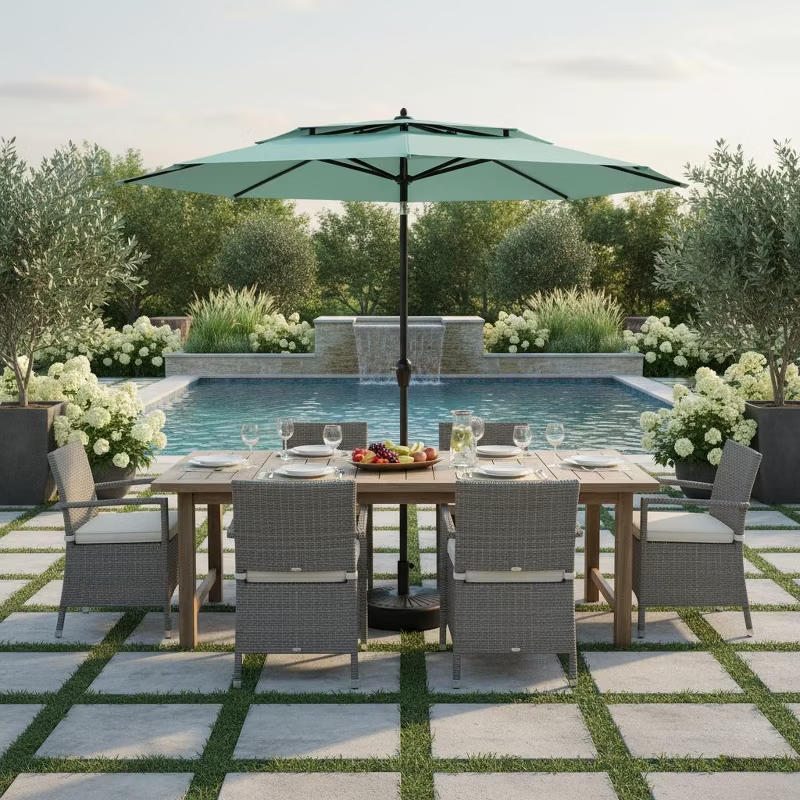 10ft Aluminum 3-Tier Auto-Tilt Outdoor Patio Umbrella – Great Gift for Backyard, Pool, Deck or Market Table – Easy Shade for Dining, Garden Gatherings
