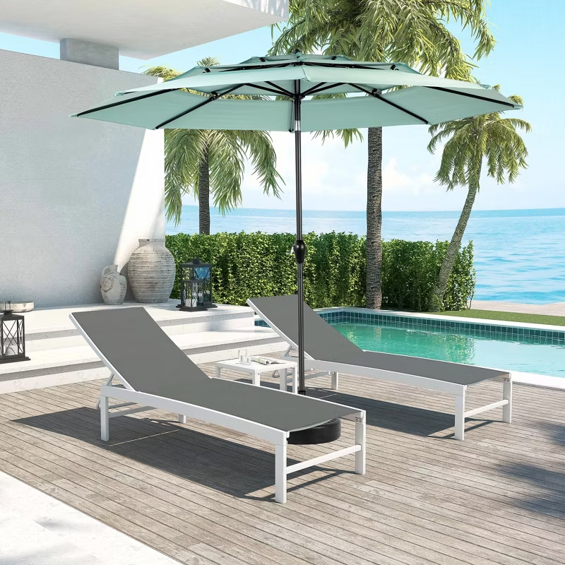 10ft Aluminum 3-Tier Auto-Tilt Outdoor Patio Umbrella – Great Gift for Backyard, Pool, Deck or Market Table – Easy Shade for Dining, Garden Gatherings