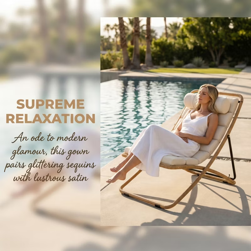 2-Piece Outdoor Folding Lounge Chairs with Cushions & Adjustable Back – Black Frame Patio Chairs for Pool, Backyard, Deck, Camping