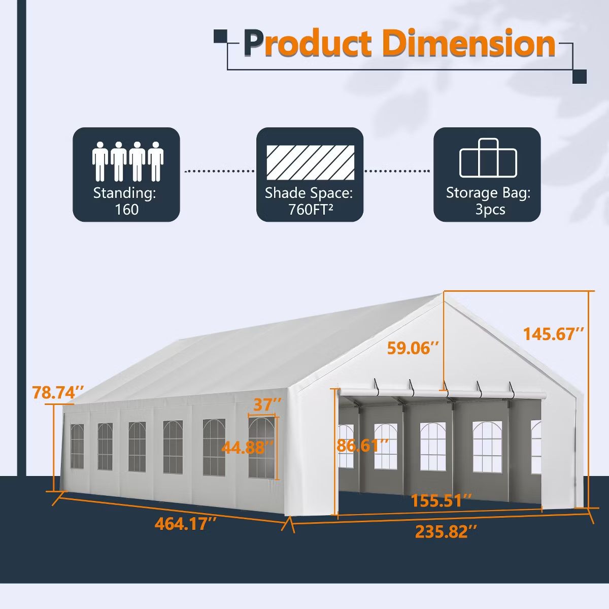 20x40 Event Tent, Heavy-Duty Commercial Shelter with Removable Sidewalls