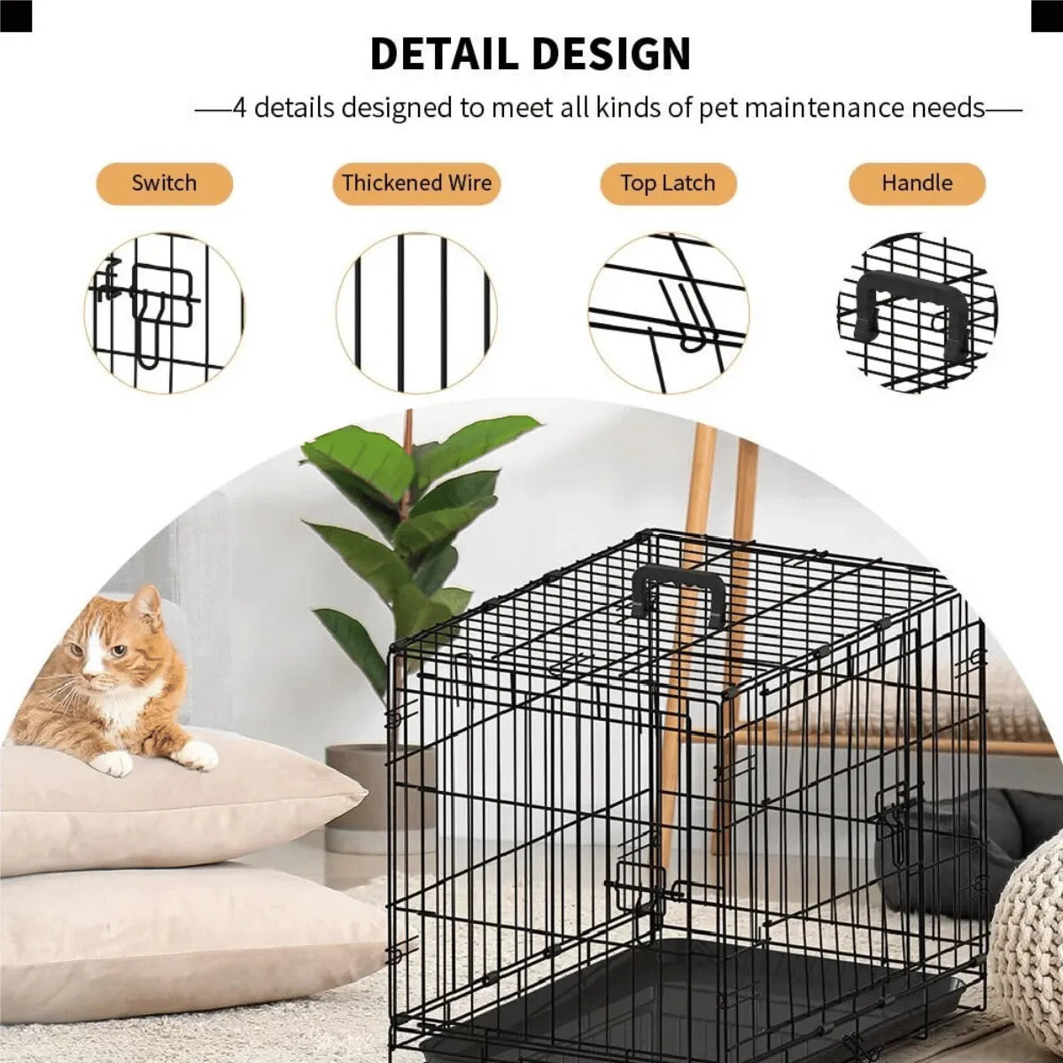 30 Inch Heavy Duty Double Door Dog Crate with Secure Lock Travel Cage