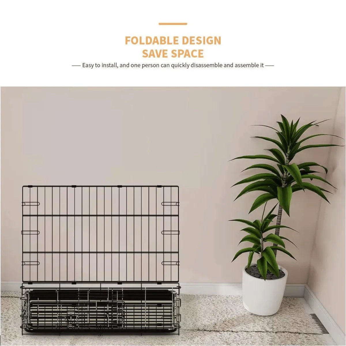 30 Inch Heavy Duty Double Door Dog Crate with Secure Lock Travel Cage