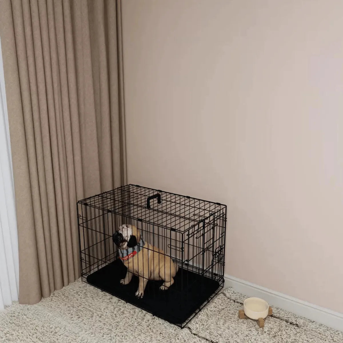 30 Inch Heavy Duty Double Door Dog Crate with Secure Lock Travel Cage