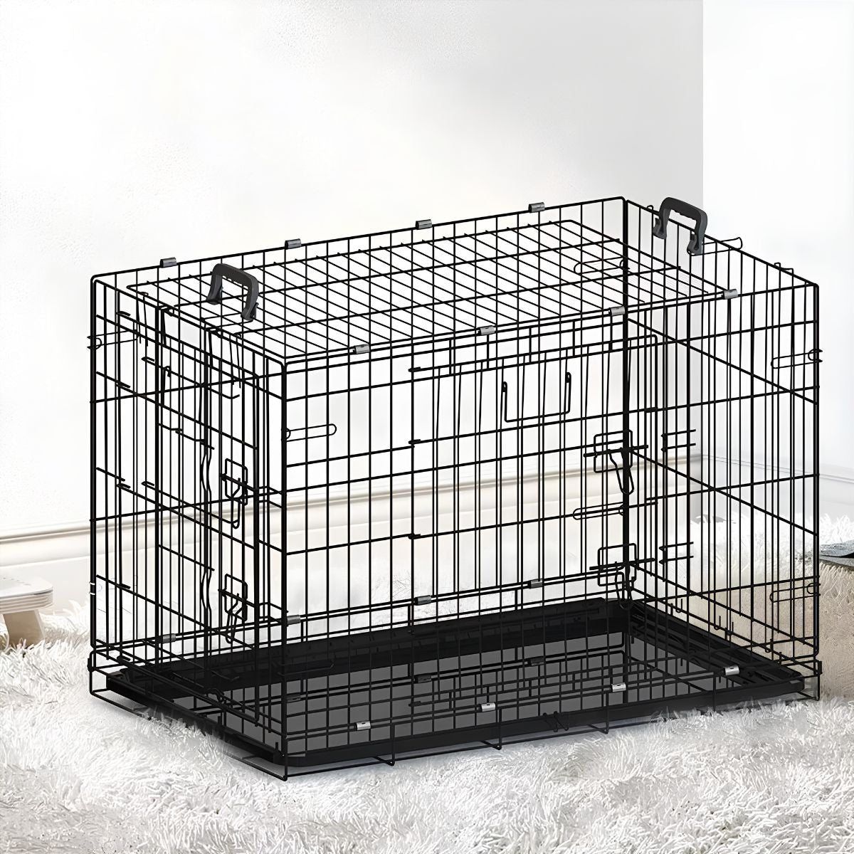 36 Inch Heavy Duty Double Door Dog Crate with Secure Bolt Lock System