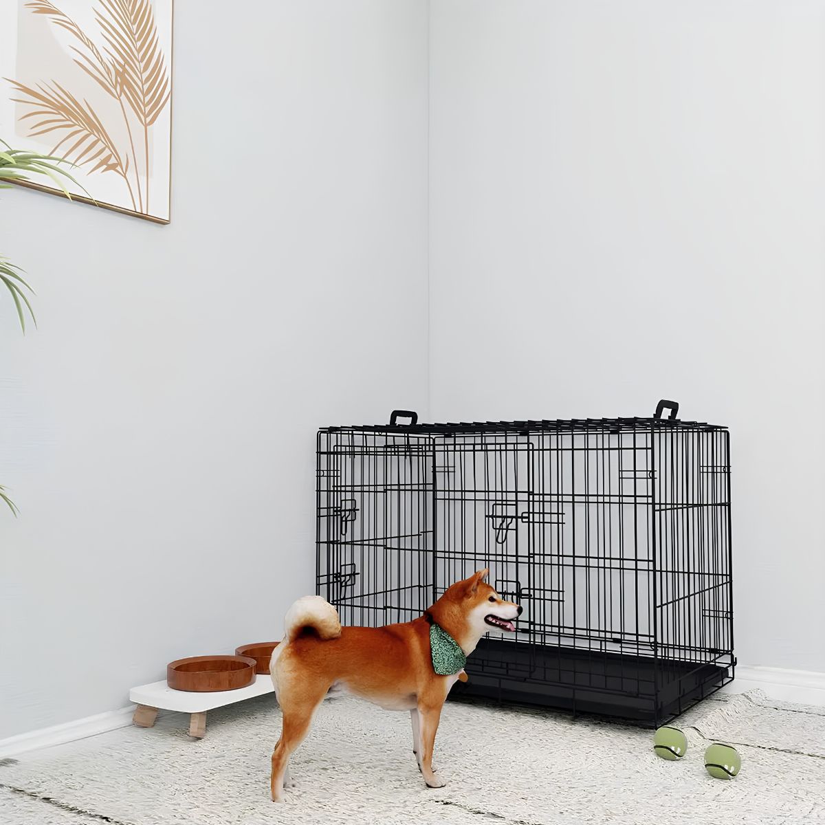 36 Inch Heavy Duty Double Door Dog Crate with Secure Bolt Lock System