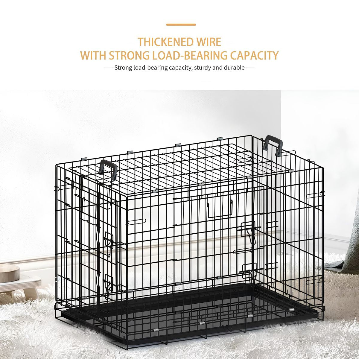 36 Inch Heavy Duty Double Door Dog Crate with Secure Bolt Lock System