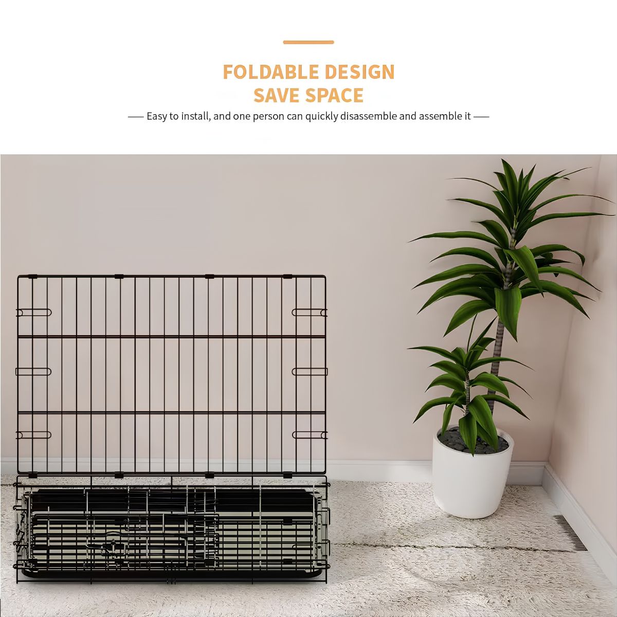 36 Inch Heavy Duty Double Door Dog Crate with Secure Bolt Lock System
