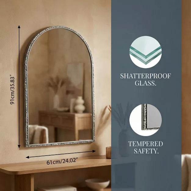Solid Wood Wavy Rectangle Decorative Mirror 30x40 for Bedroom, Bathroom