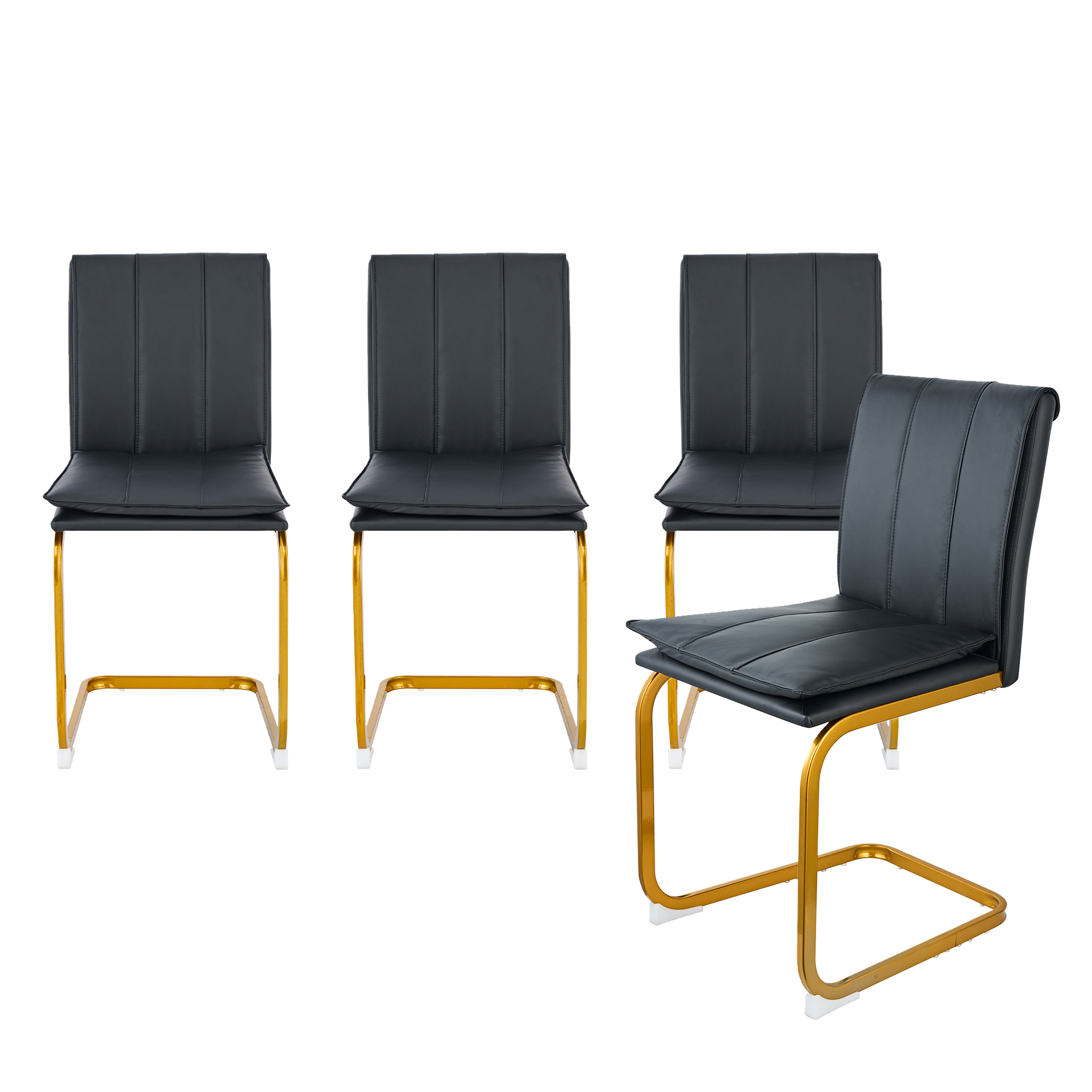 Modern Dining Chairs Set of 4 PU Leather Kitchen Chairs with Metal Legs for Kitchen Living Room Bedroom Office 4pcs