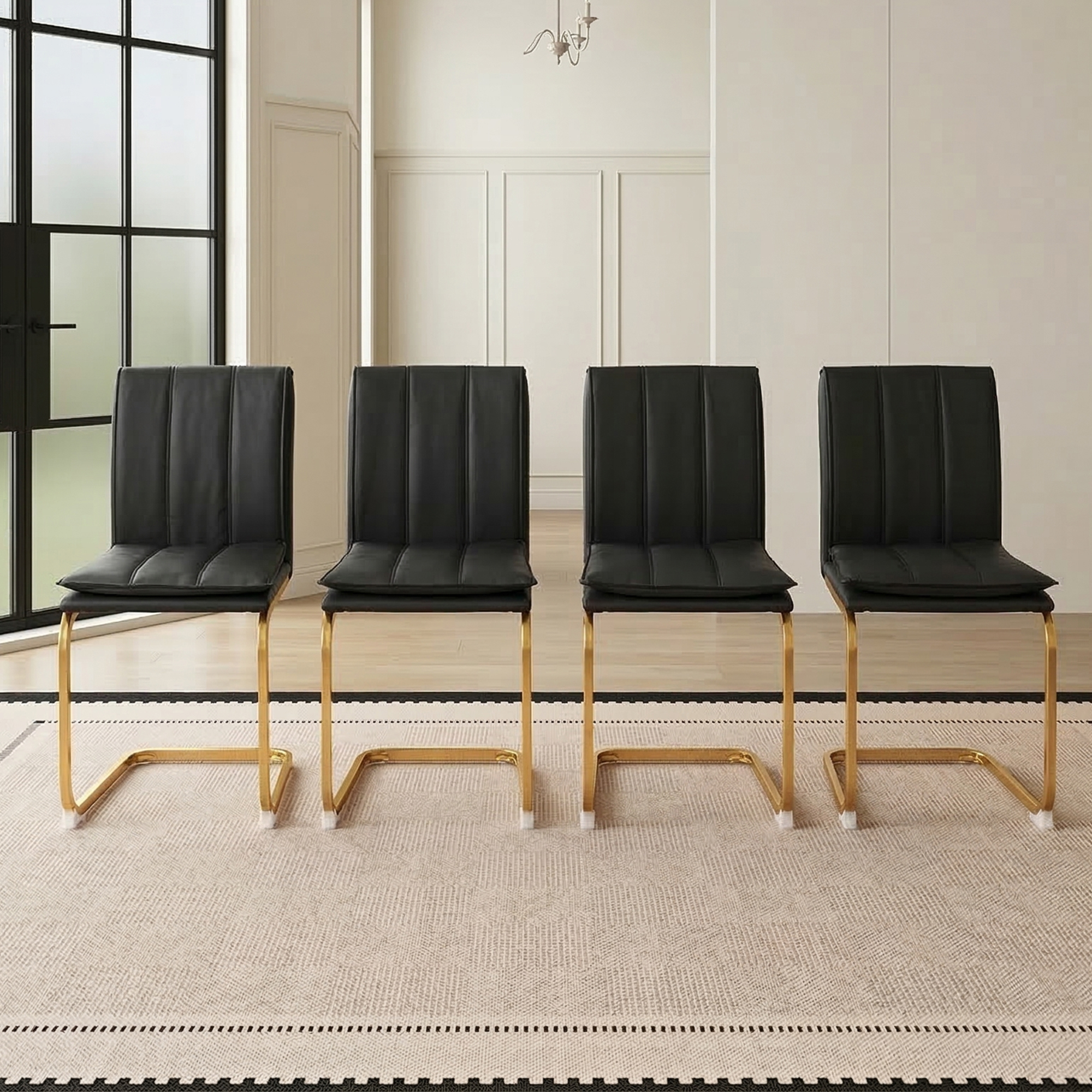 Modern Dining Chairs Set of 4 PU Leather Kitchen Chairs with Metal Legs for Kitchen Living Room Bedroom Office 4pcs