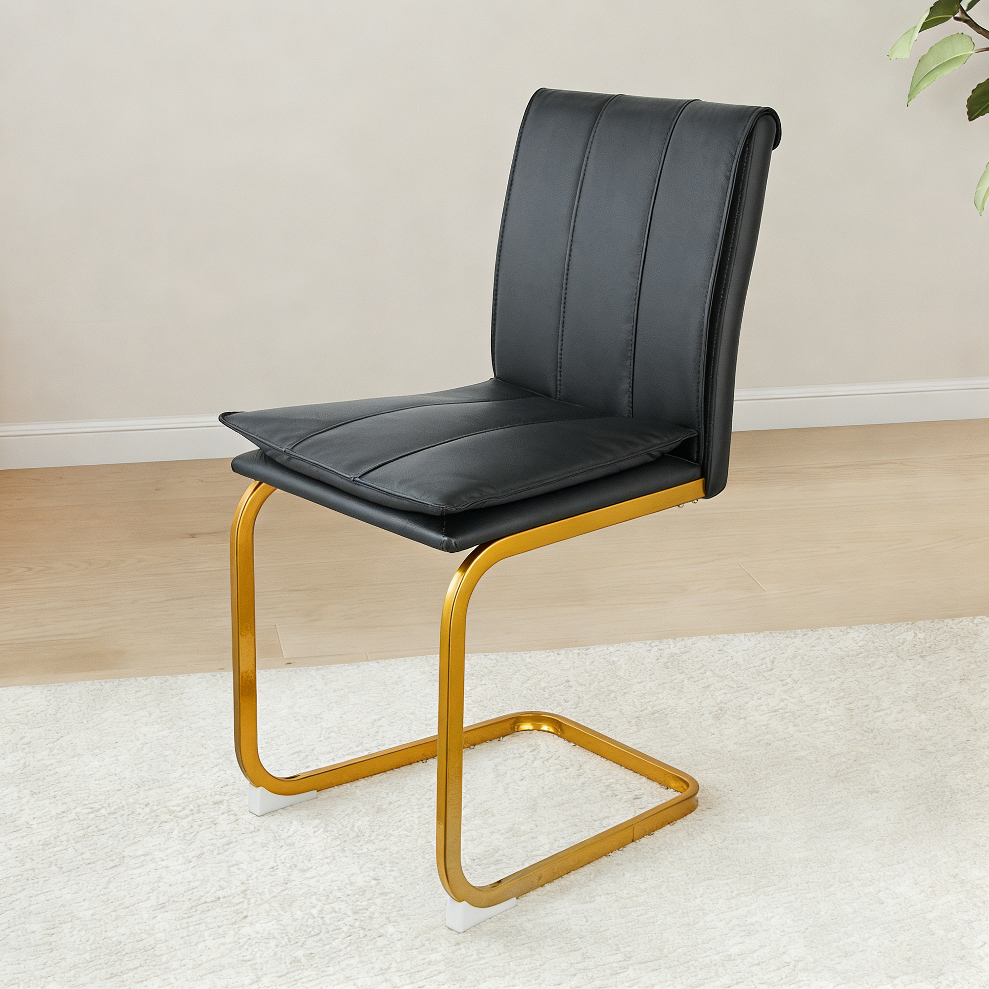 Modern Dining Chairs Set of 4 PU Leather Kitchen Chairs with Metal Legs for Kitchen Living Room Bedroom Office 4pcs