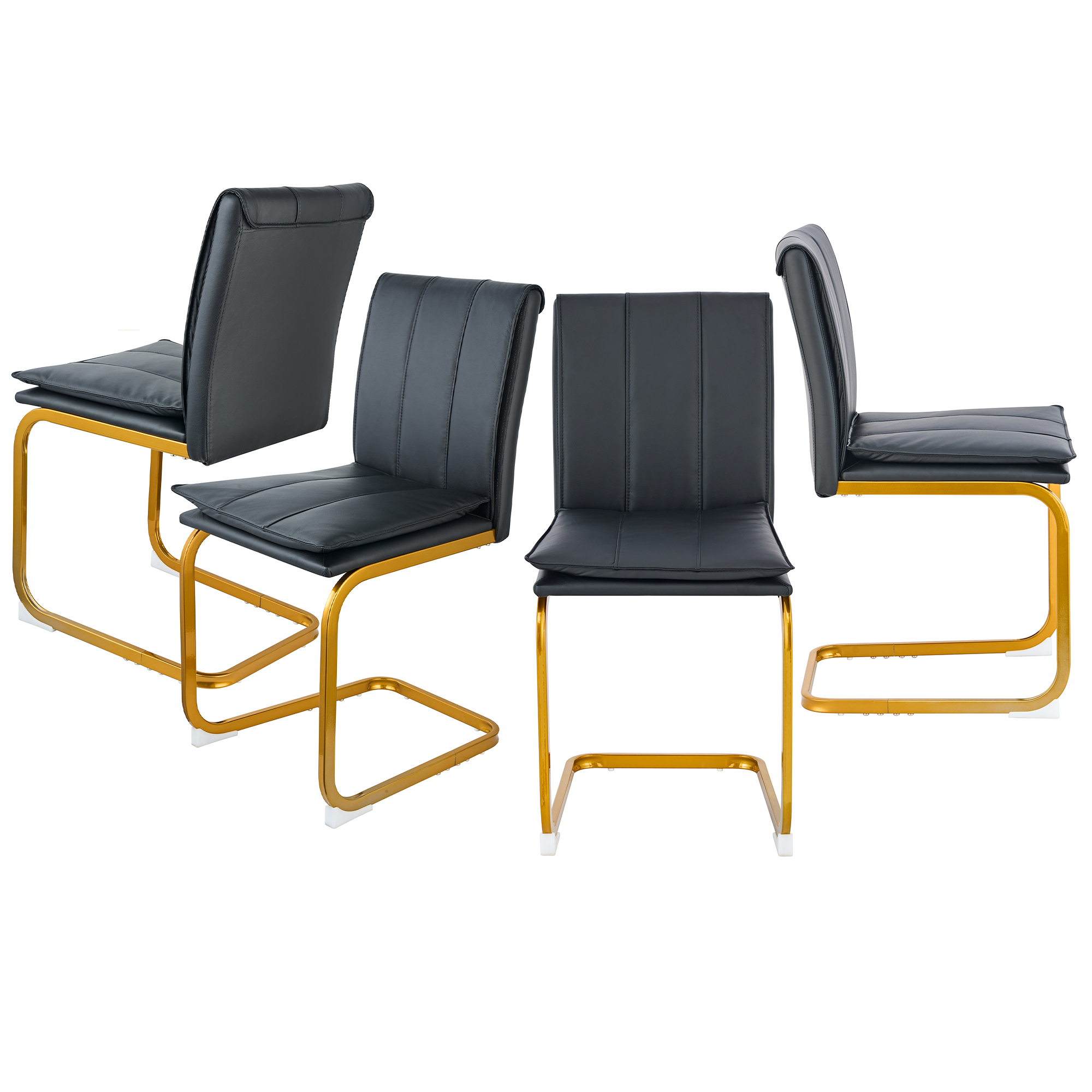 Modern Dining Chairs Set of 4 PU Leather Kitchen Chairs with Metal Legs for Kitchen Living Room Bedroom Office 4pcs