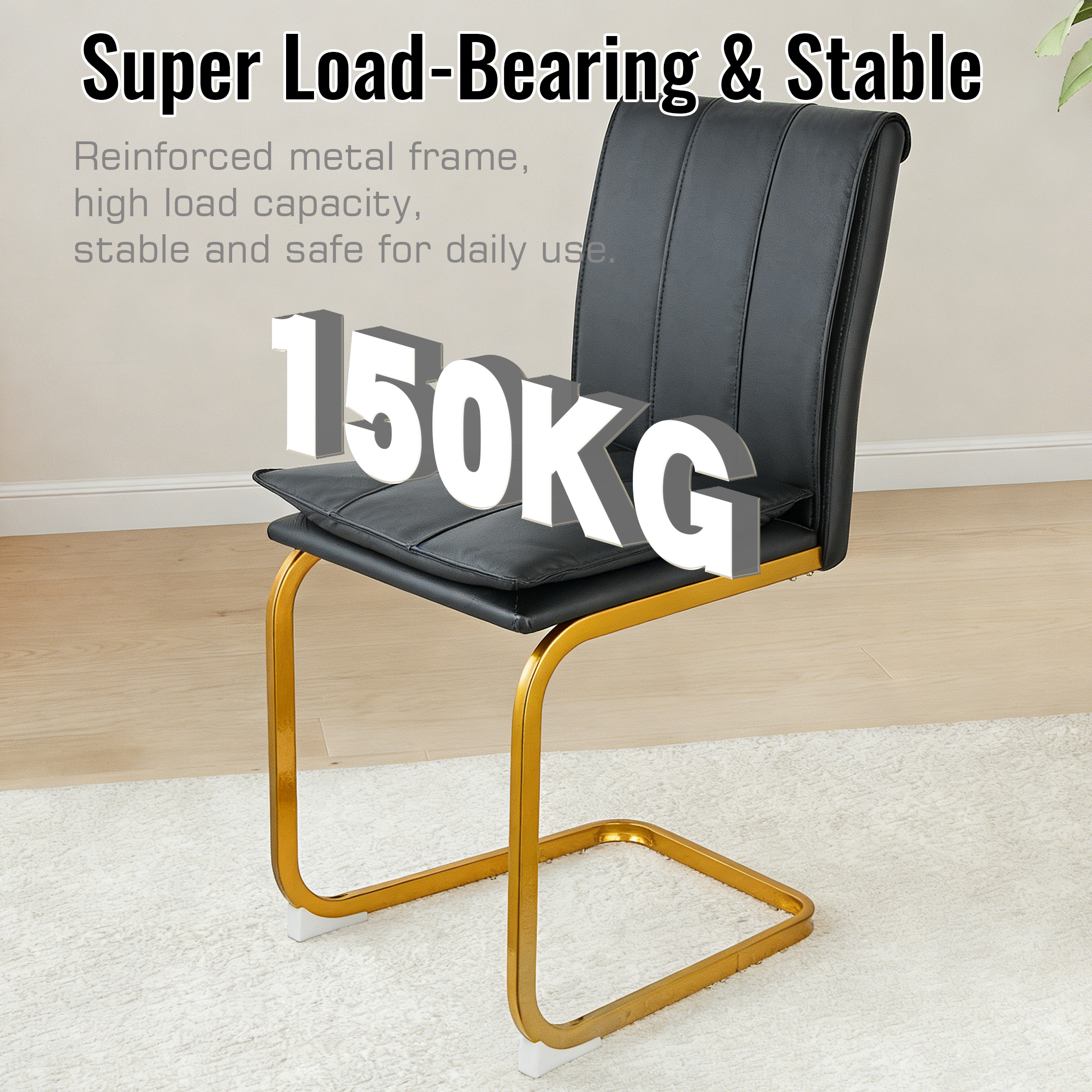 Modern Dining Chairs Set of 4 PU Leather Kitchen Chairs with Metal Legs for Kitchen Living Room Bedroom Office 4pcs
