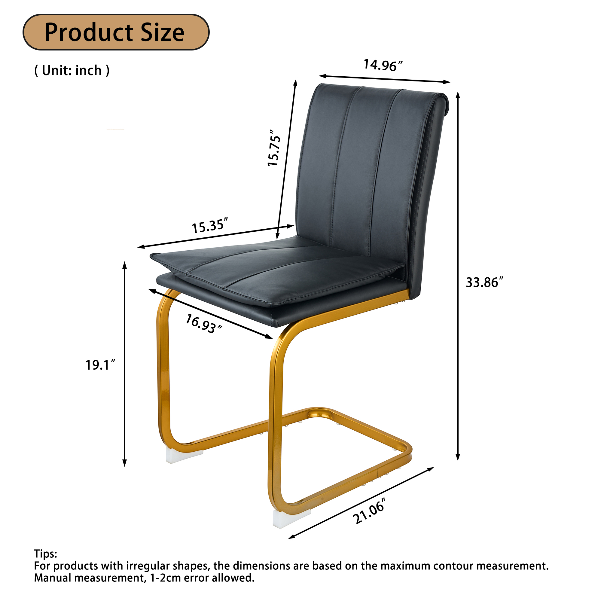 Modern Dining Chairs Set of 4 PU Leather Kitchen Chairs with Metal Legs for Kitchen Living Room Bedroom Office 4pcs