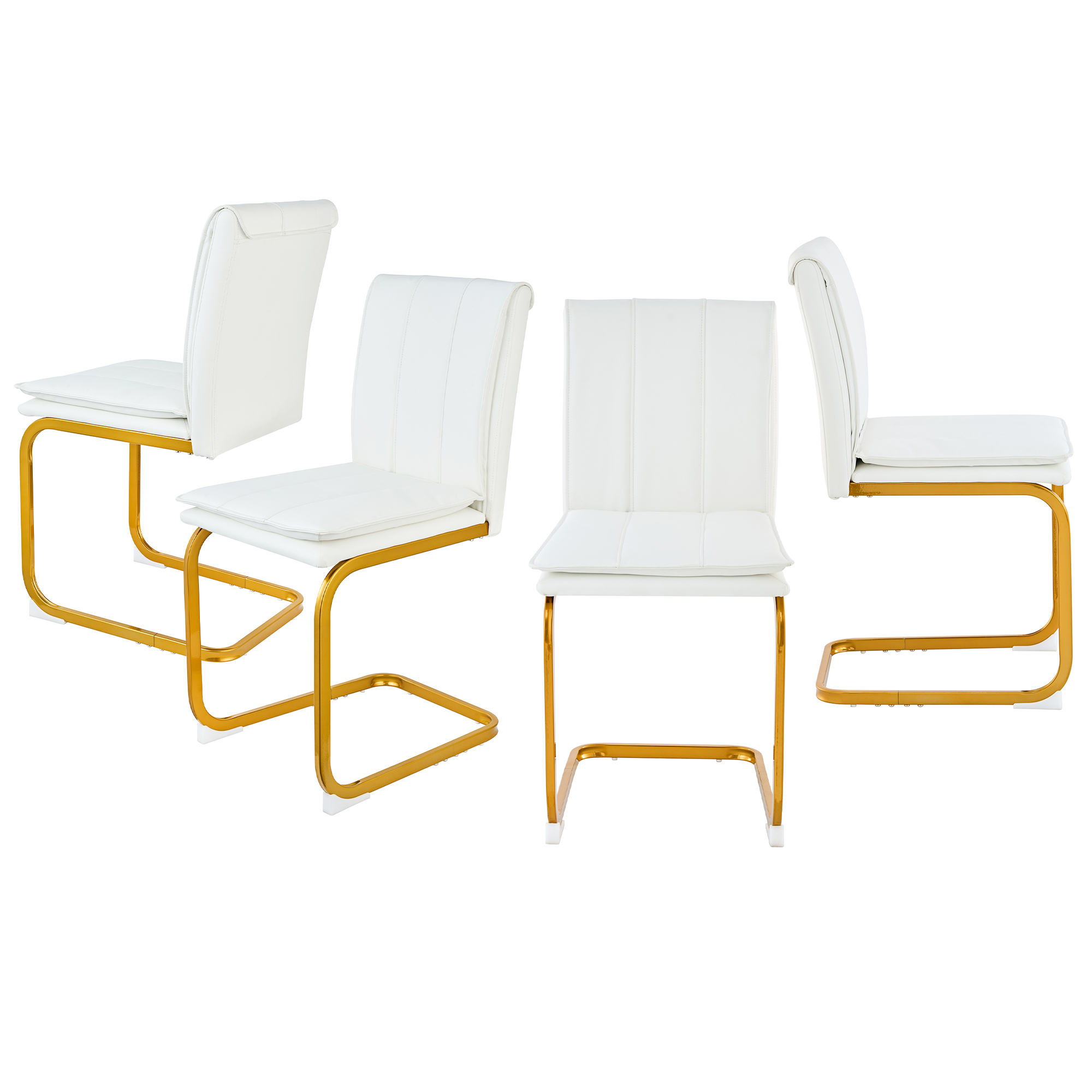 Modern Dining Chairs Set of 4 PU Leather Kitchen Chairs with Metal Legs for Kitchen Living Room Bedroom Office 4pcs