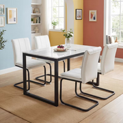 Modern Dining Chairs Set of 4 PU Leather Kitchen Chairs with Metal Legs for Kitchen Living Room Bedroom Office 4pcs