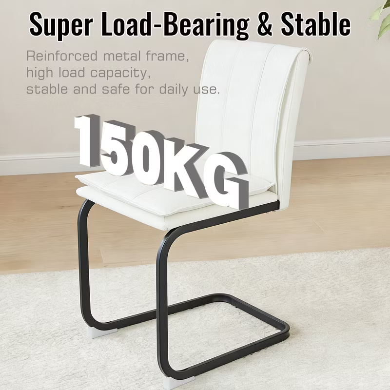 Modern Dining Chairs Set of 4 PU Leather Kitchen Chairs with Metal Legs for Kitchen Living Room Bedroom Office 4pcs