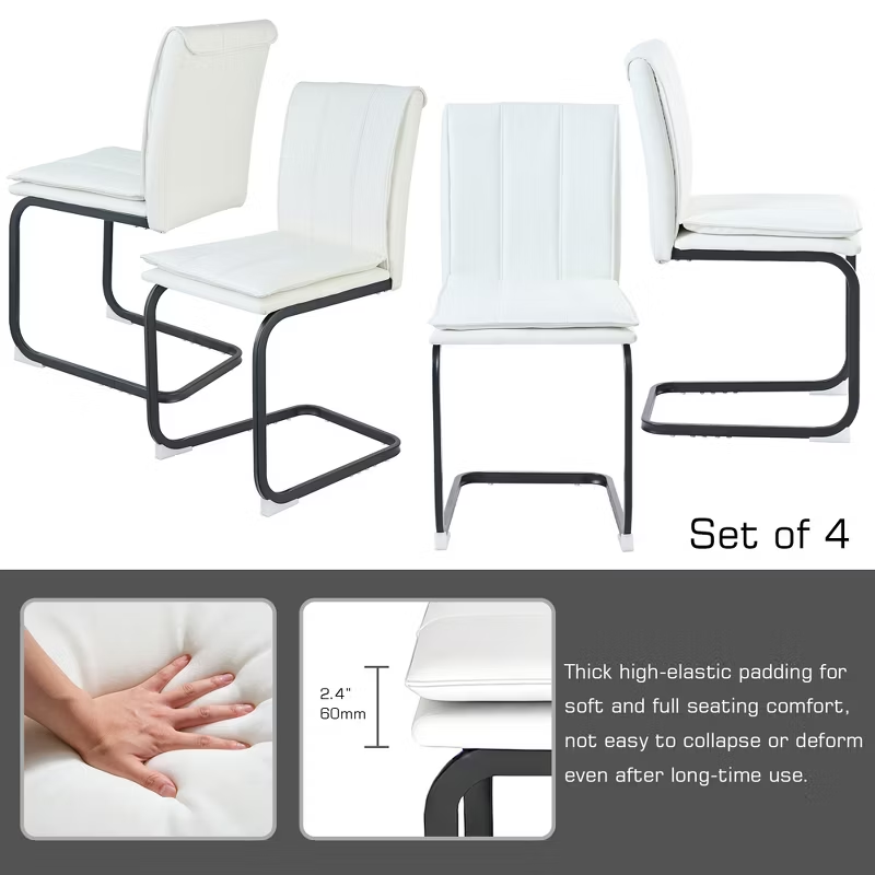 Modern Dining Chairs Set of 4 PU Leather Kitchen Chairs with Metal Legs for Kitchen Living Room Bedroom Office 4pcs